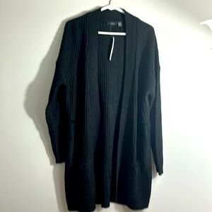 RDI Long distressed, black cardigan, size XL NWT